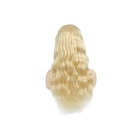 20 Inch Blonde  Curly Human Hair Front Lace Wigs With Body Wave