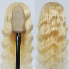 20 Inch Blonde  Curly Human Hair Front Lace Wigs With Body Wave