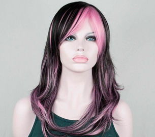 Layered Black Synthetic Wig For Women High Temperature Fiber Wigs