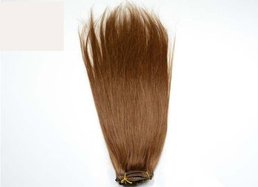 Brazilian Remy Clip In Hair Extensions , Colored Straight Weave Human Hair